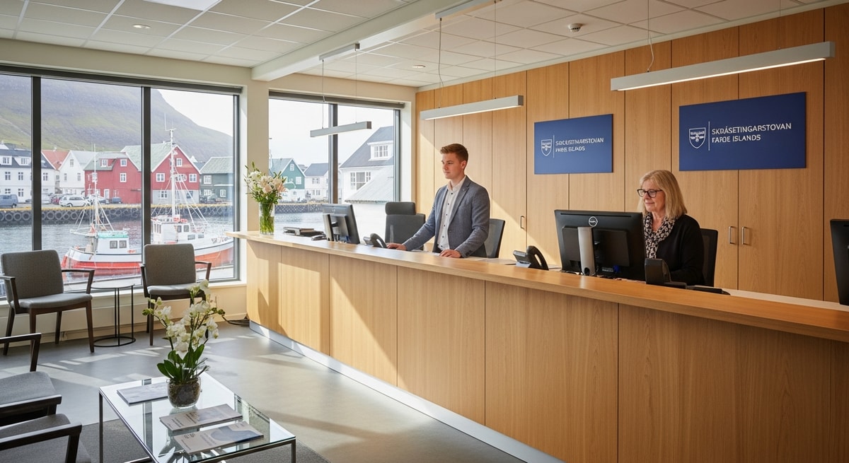 Faroe Islands civil registration office Skrásetingarstovan in Tórshavn representing the national population register and vital records authority