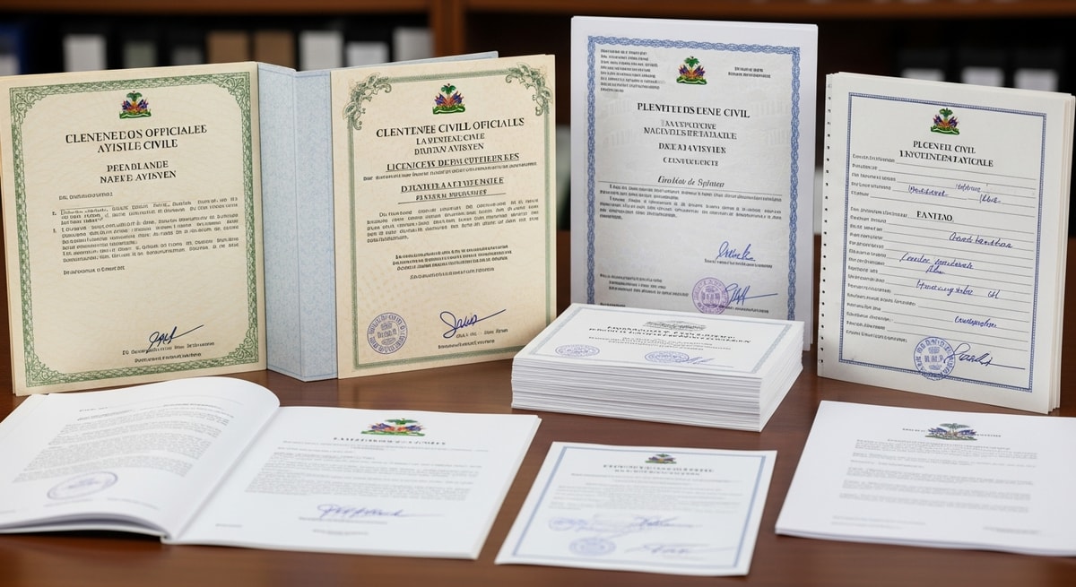 Haitian bilingual documentation representing French and Kreyòl Ayisyen official documents and civil records