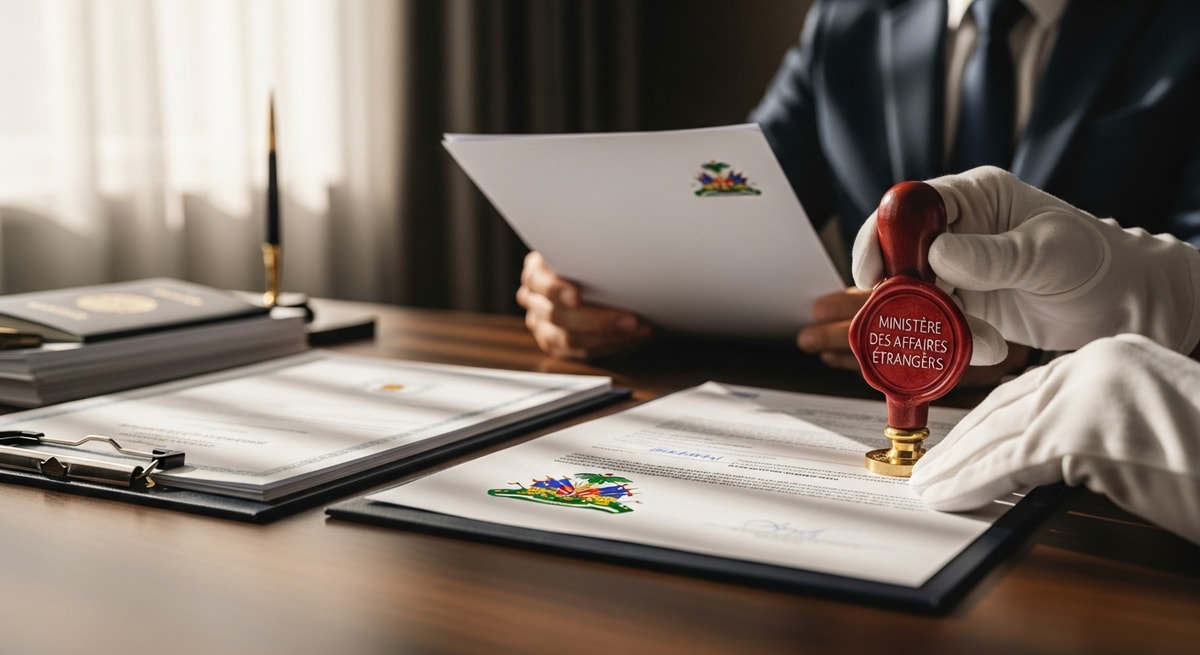 Haitian consular legalization process representing document authentication through the Ministère des Affaires Étrangères