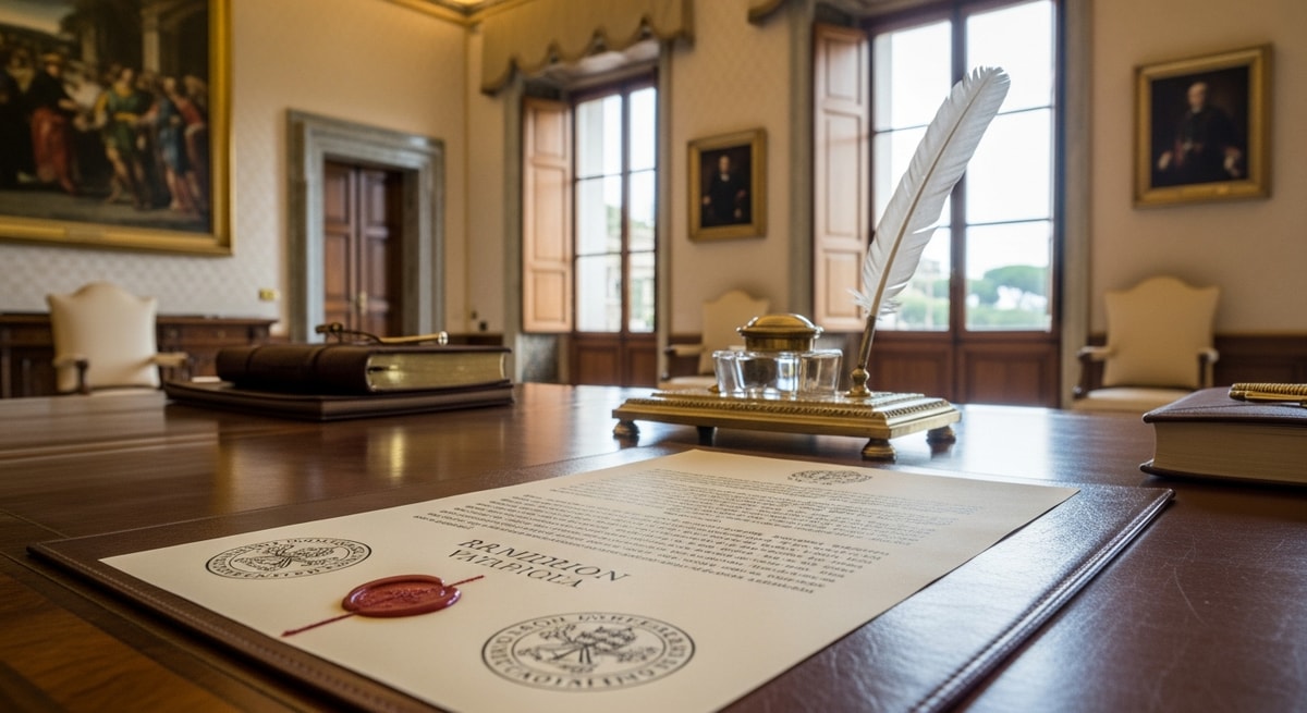 The Apostolic Palace in Vatican City housing the Secretariat of State which authenticates official Vatican documents for international use