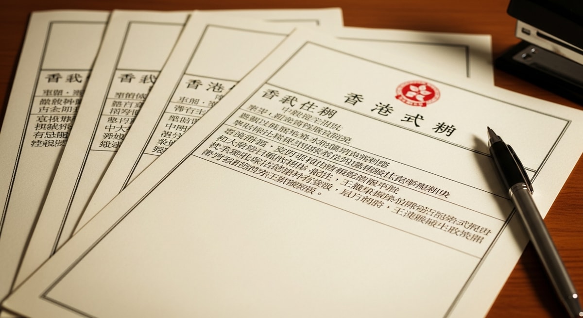 Traditional Chinese characters on Hong Kong official documents showing the distinctive script used in the SAR compared to mainland Simplified Chinese