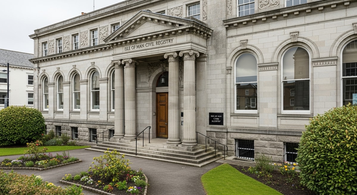 Isle of Man Civil Registry building in Douglas where the Chief Registrar issues apostilles and maintains civil records for the island