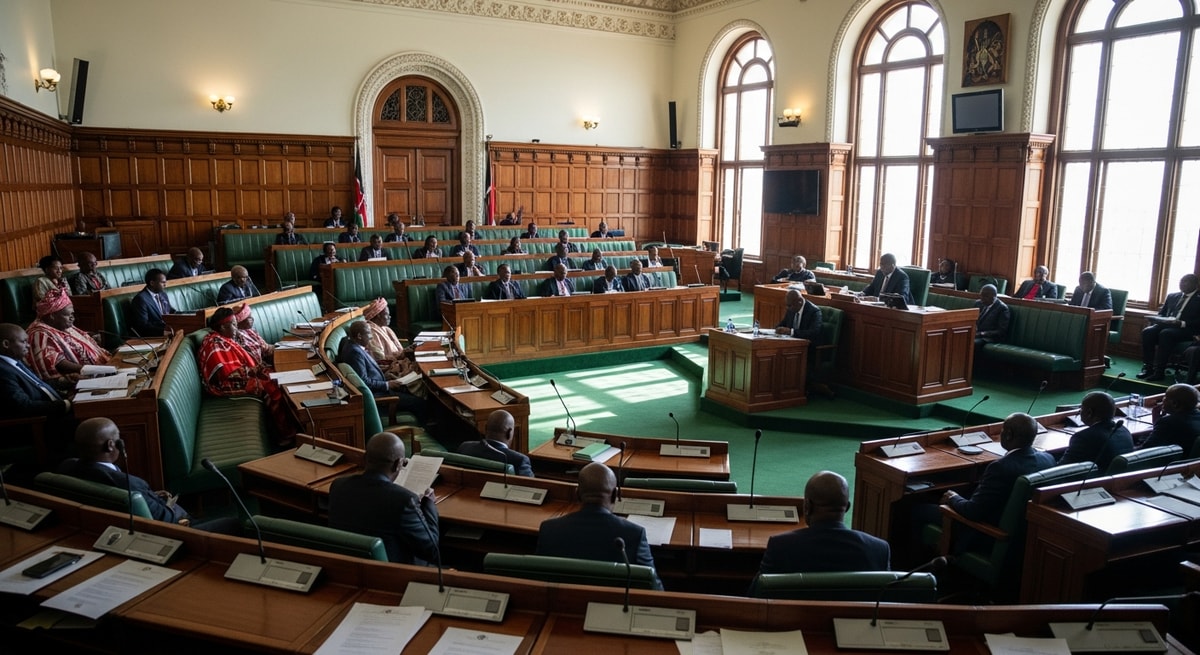 The Kenyan Parliament building in Nairobi where both English and Swahili are used as official languages of legislative proceedings