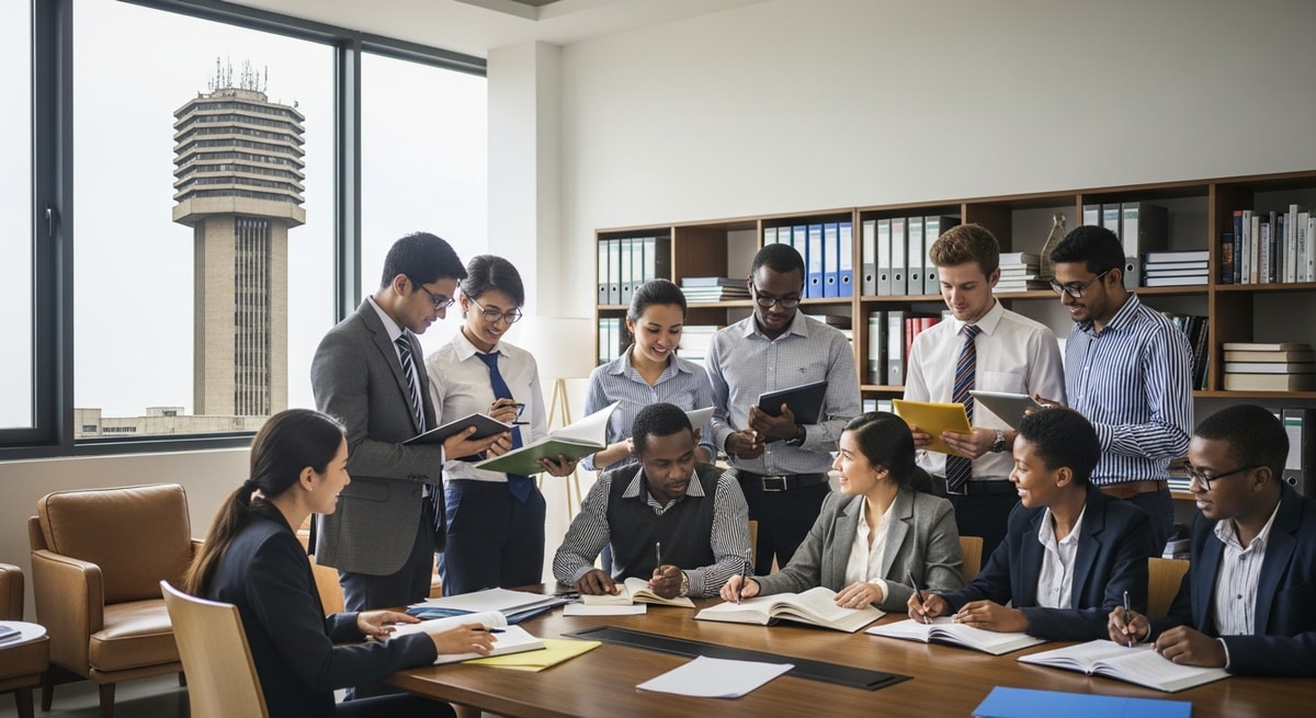 University of Nairobi campus tower with students in the foreground representing Kenya's academic institutions and their document standards