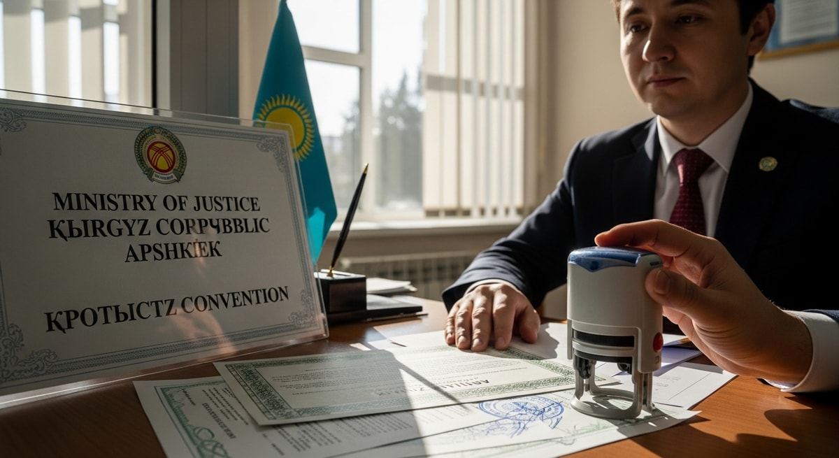 Ministry of Justice in Bishkek where Kyrgyz apostilles are issued under the Hague Convention