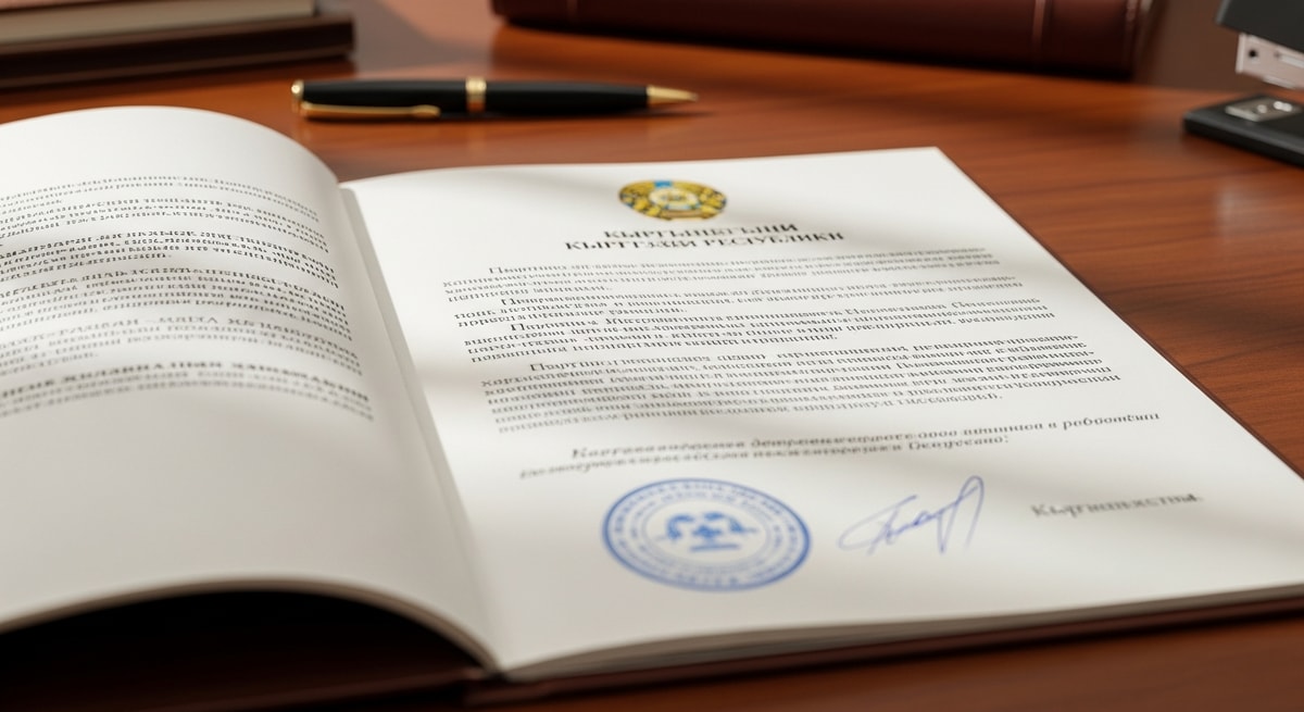 Bilingual Kyrgyz-Russian official document representing the country's constitutional dual-language framework