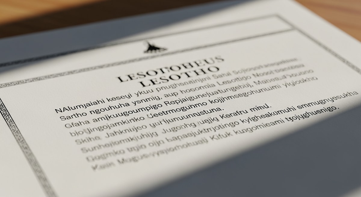 Example of a Lesotho official document in Sesotho illustrating the language characteristics relevant to professional certified translation services