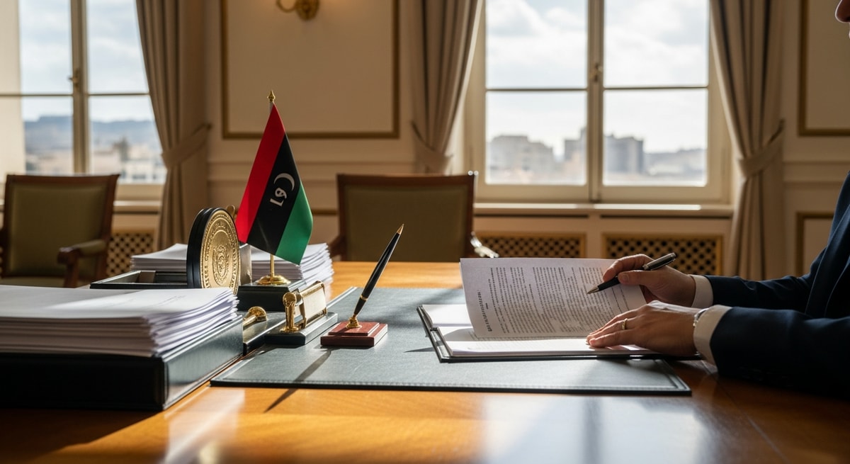 The Libyan Ministry of Foreign Affairs and International Cooperation building in Tripoli where official document authentication is processed for international use