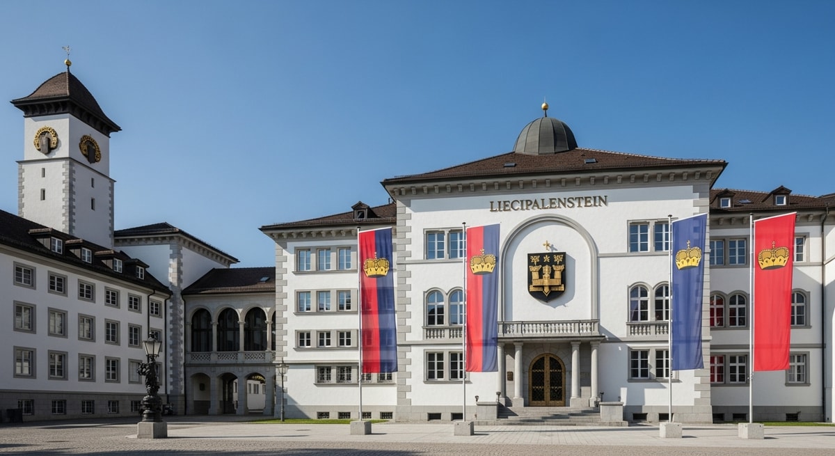 Liechtenstein government buildings in Vaduz showing the principality's formal institutional architecture and legal framework