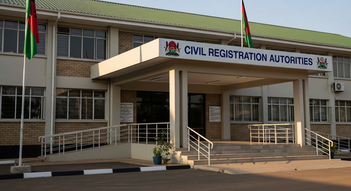 Official Malawian government building representing civil registration authorities in Lilongwe