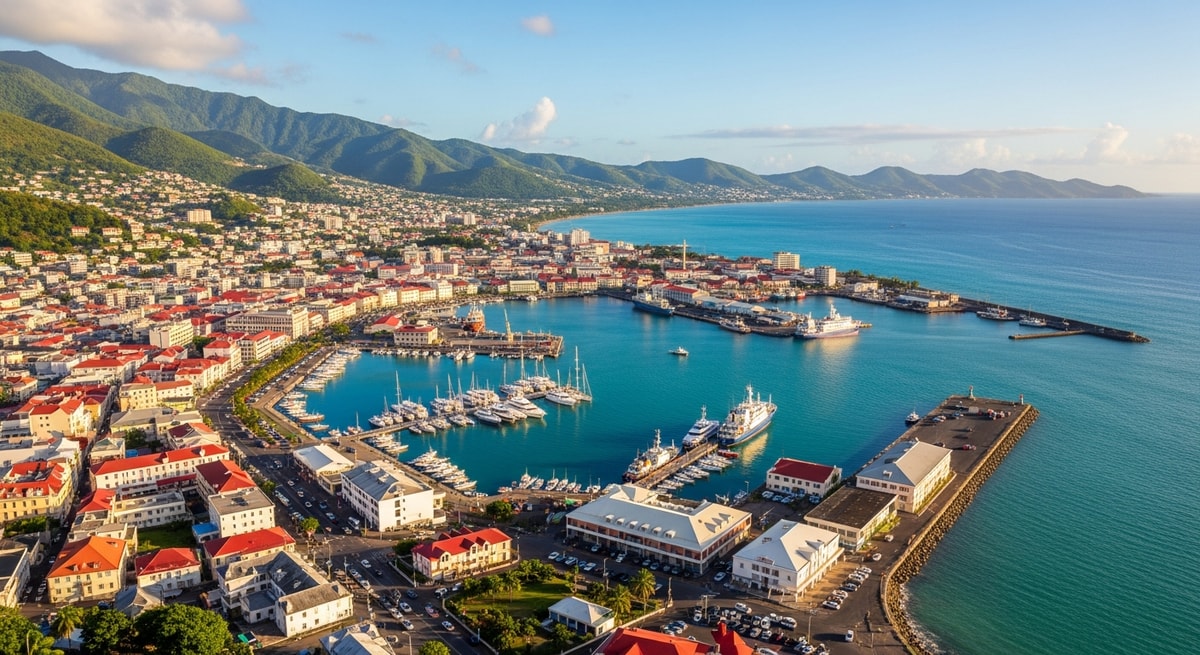 Fort-de-France city and harbor in Martinique representing the administrative capital of this French overseas department in the Caribbean