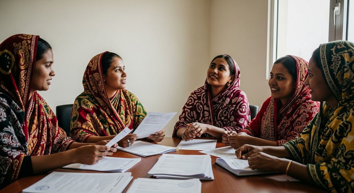 Traditional Mahorais women in colorful sari attire representing the unique Comorian-Malagasy-Islamic cultural heritage reflected in Mayotte civil status documents