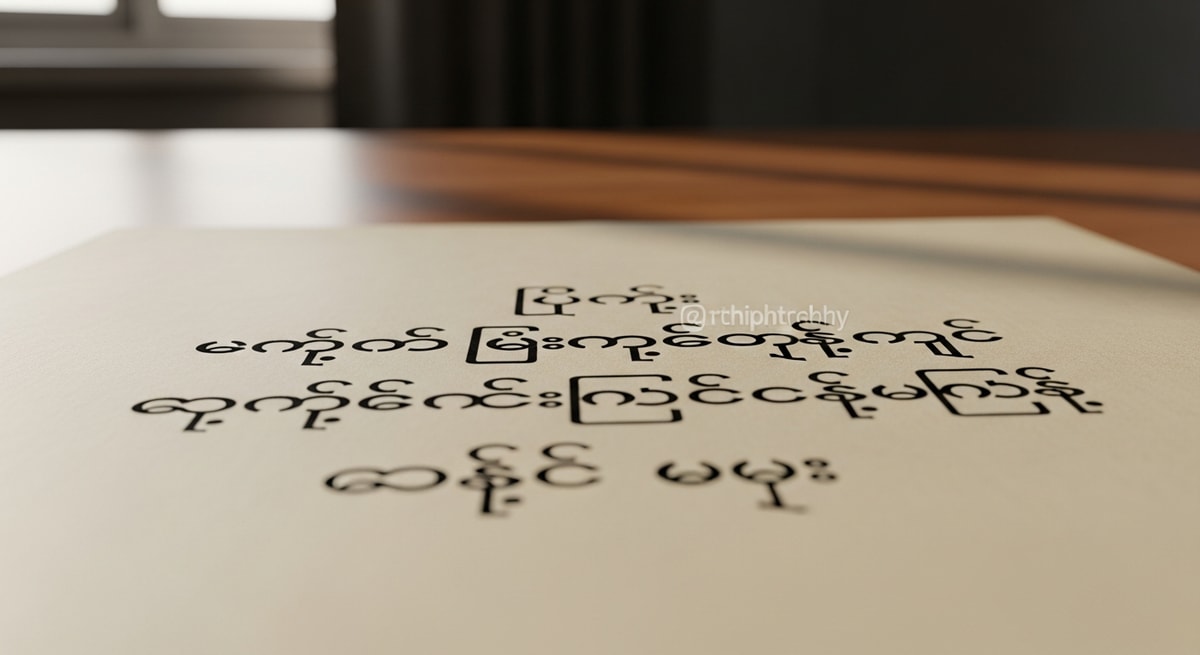 Burmese script showing the distinctive rounded circular letter forms of Myanmar's abugida writing system