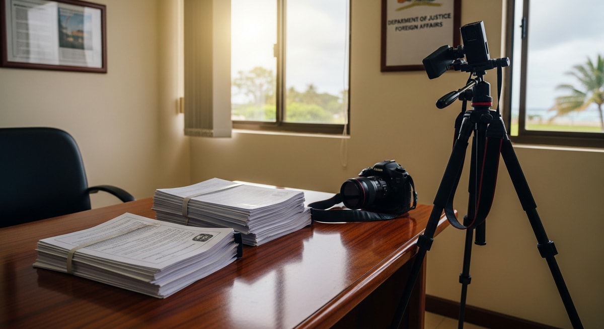 Government buildings of Nauru in Yaren District where the Department of Justice and Ministry of Foreign Affairs handle document authentication