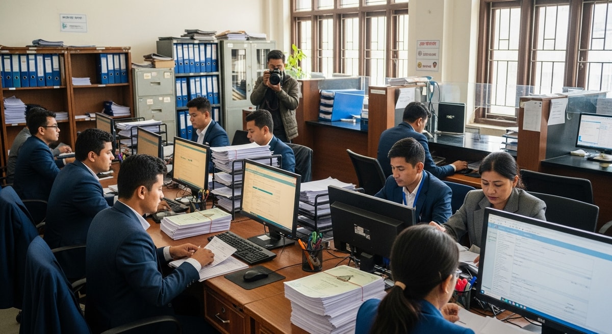 Nepali ward office civil registration center processing vital records including birth and marriage certificates