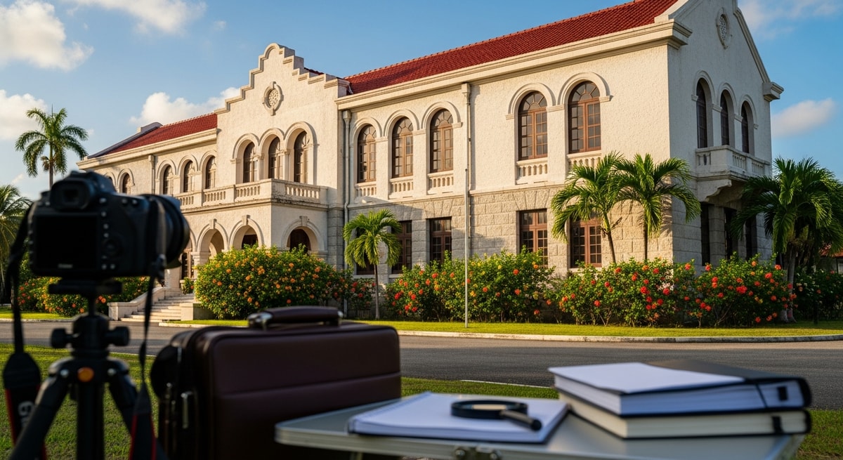 Historical government building in Saipan representing the CNMI's complex administrative history requiring specialist document translation