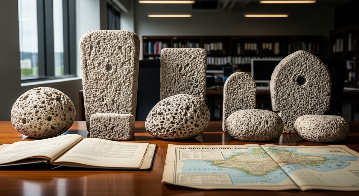 Traditional Chamorro latte stone monuments in Saipan representing the indigenous heritage and languages of the Northern Mariana Islands
