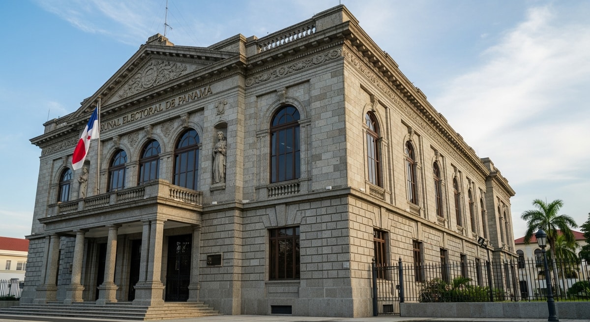Tribunal Electoral de Panamá building representing the constitutional body that administers the Registro Civil and issues vital records
