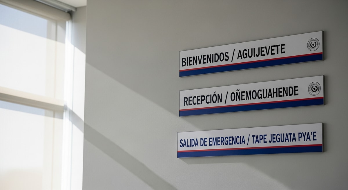 Bilingual Spanish and Guaraní signage in Paraguay reflecting the country's dual official language policy