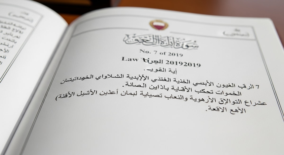 Arabic script on an official Qatari government document illustrating the language protection requirements under Law No. 7 of 2019
