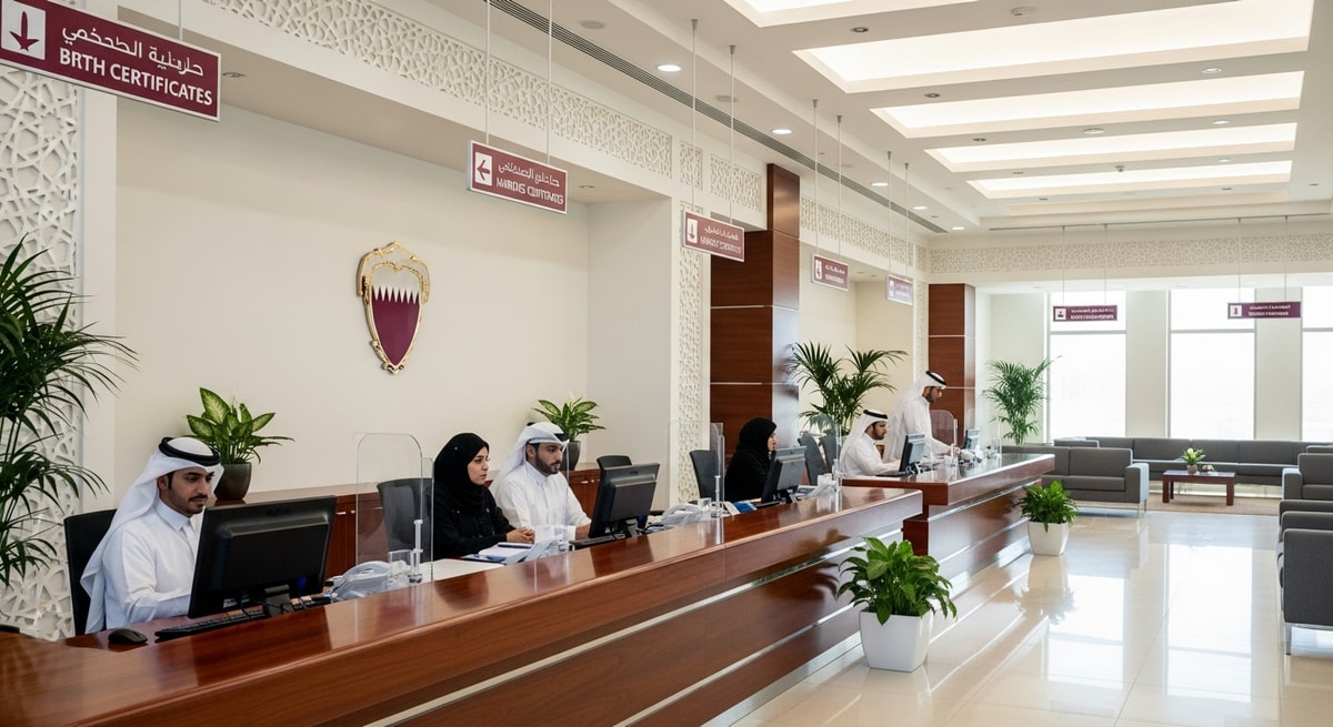 Qatari civil registration office representing the government agencies that issue birth certificates, marriage contracts, and identity documents