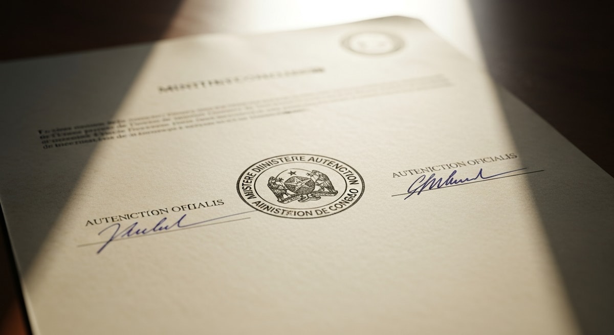 Ministry authentication on Congolese document