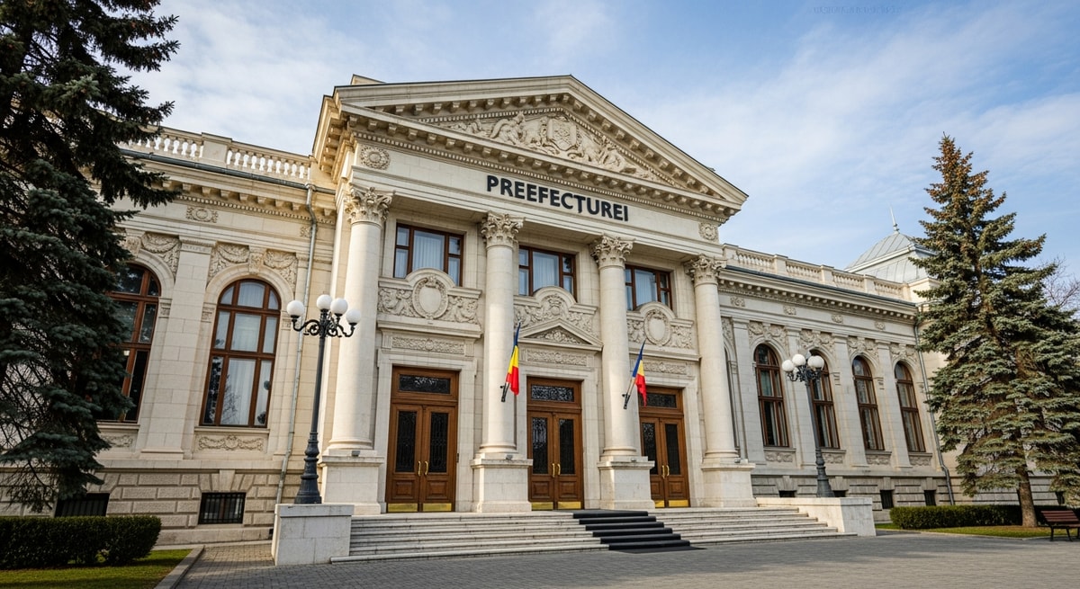 Romanian prefecture building representing one of the three categories of competent authorities designated to issue Hague apostilles in Romania