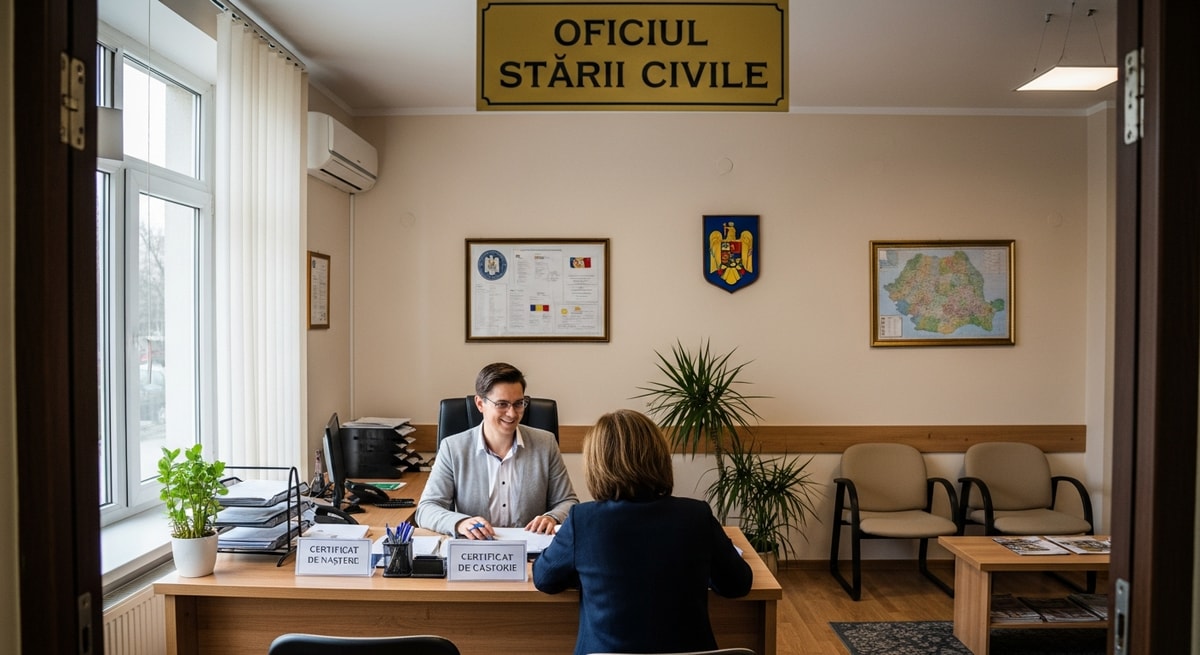 Romanian civil status office representing the local authorities that issue certificat de naștere, certificat de căsătorie, and other vital records