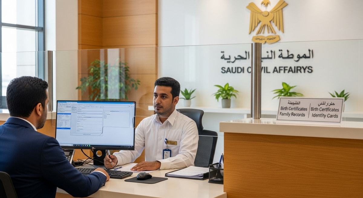 Saudi civil affairs office representing the Ahwal Madaniyya authority that issues birth certificates, family records, and national identity cards
