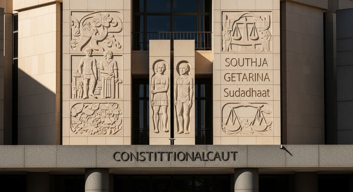 South African constitutional court building in Johannesburg representing the country's multilingual legal framework and 11 official languages