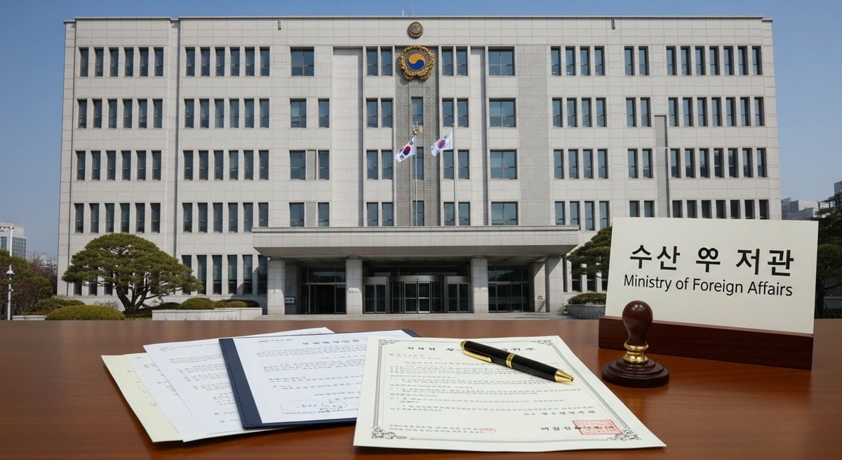 Korean Ministry of Foreign Affairs building in Seoul representing the primary competent authority for apostille issuance