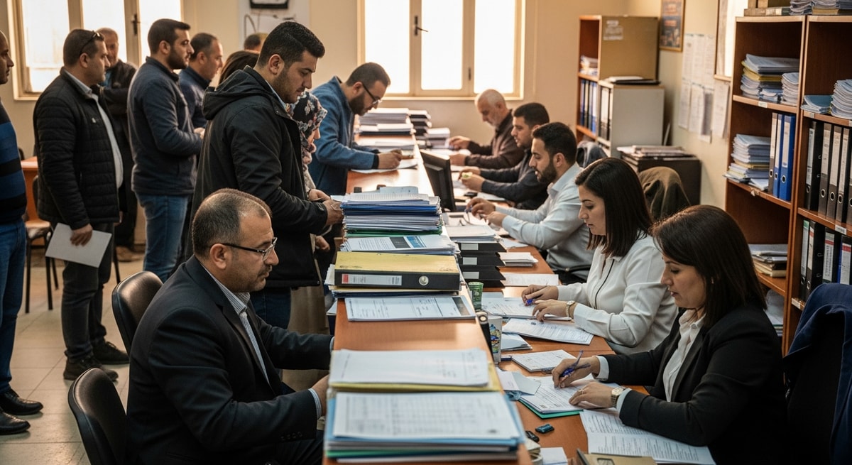 Palestinian Authority Civil Affairs Authority office representing document issuance and civil registration in the West Bank