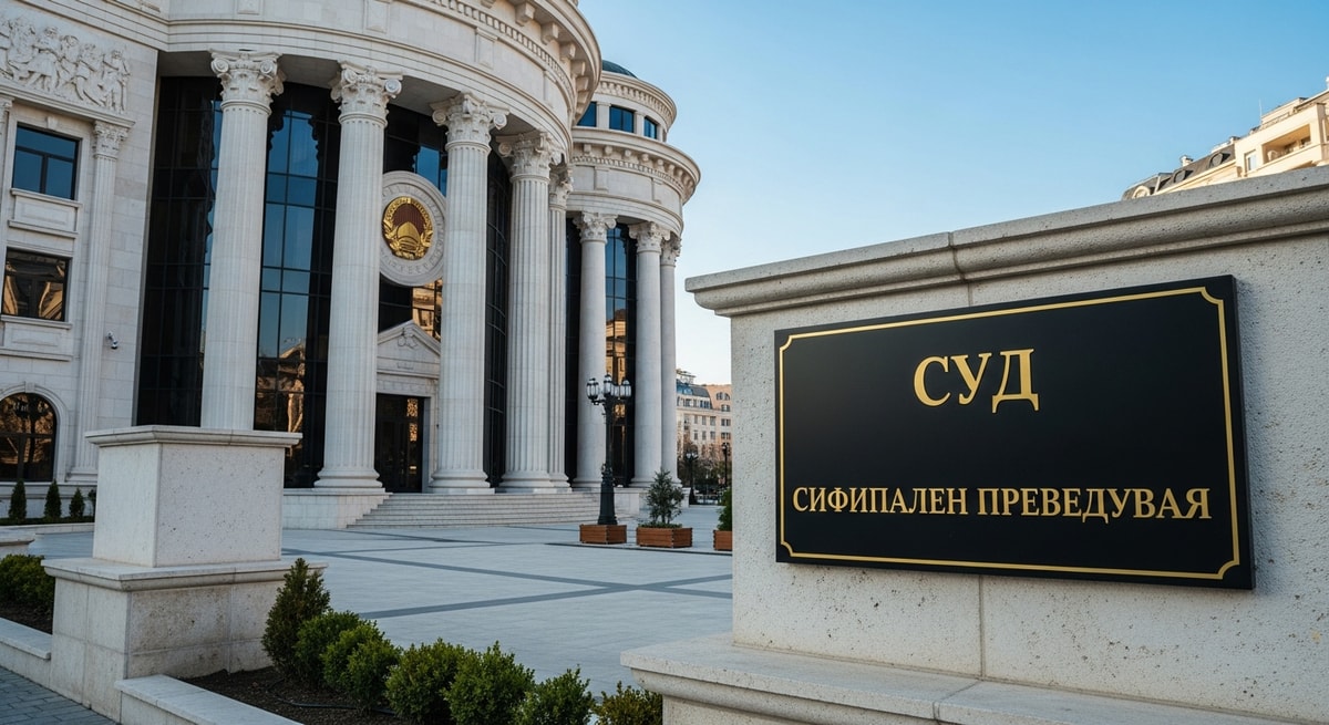 Official Macedonian court building in Skopje representing the sworn translator system of North Macedonia