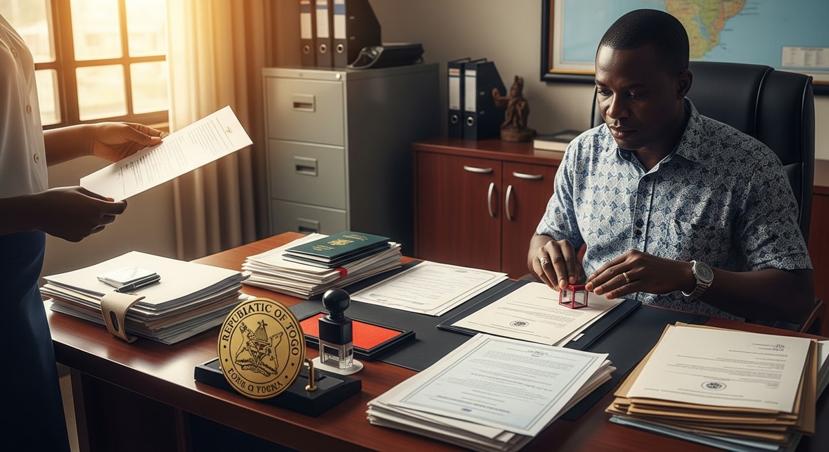 Document authentication process at Togo's Ministry of Foreign Affairs in Lomé for consular legalization