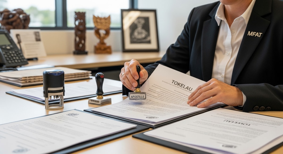 New Zealand Ministry of Foreign Affairs and Trade in Wellington which serves as the apostille competent authority for Tokelau documents