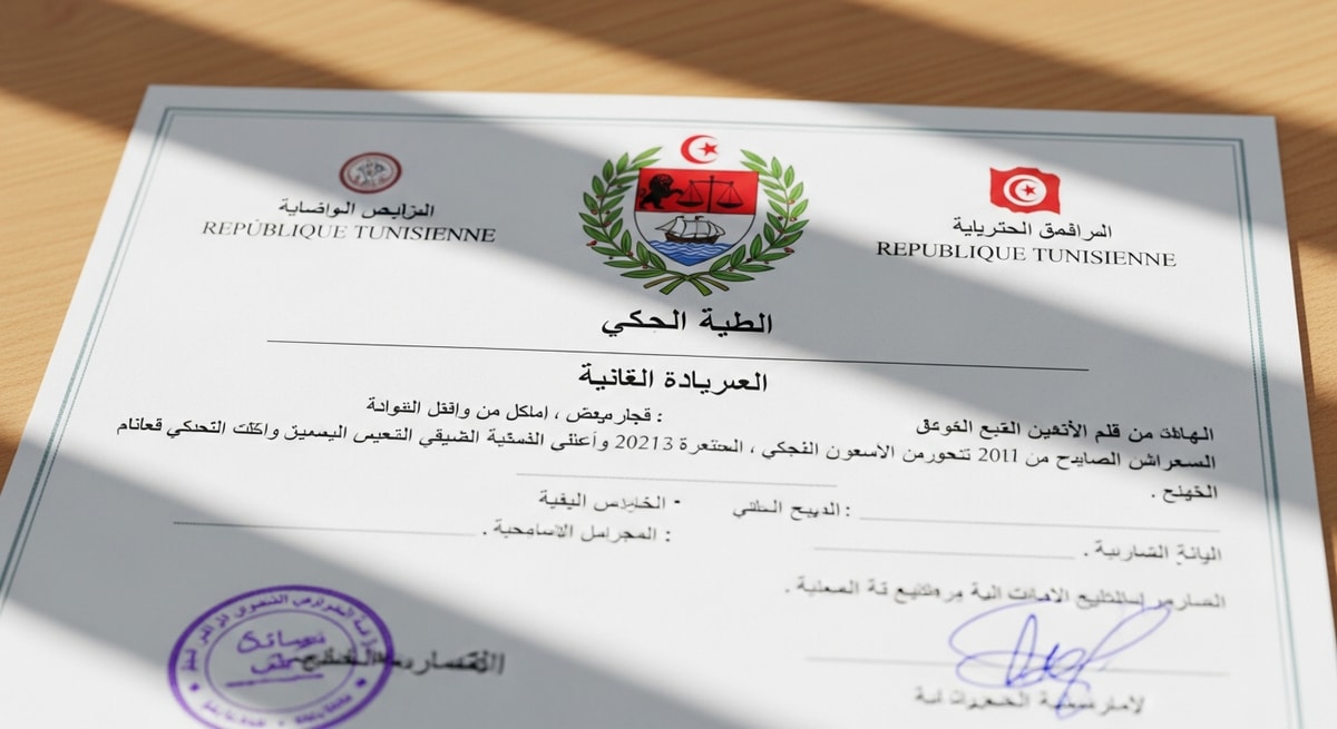 A Tunisian official document showing bilingual Arabic and French text reflecting the country's dual administrative language system
