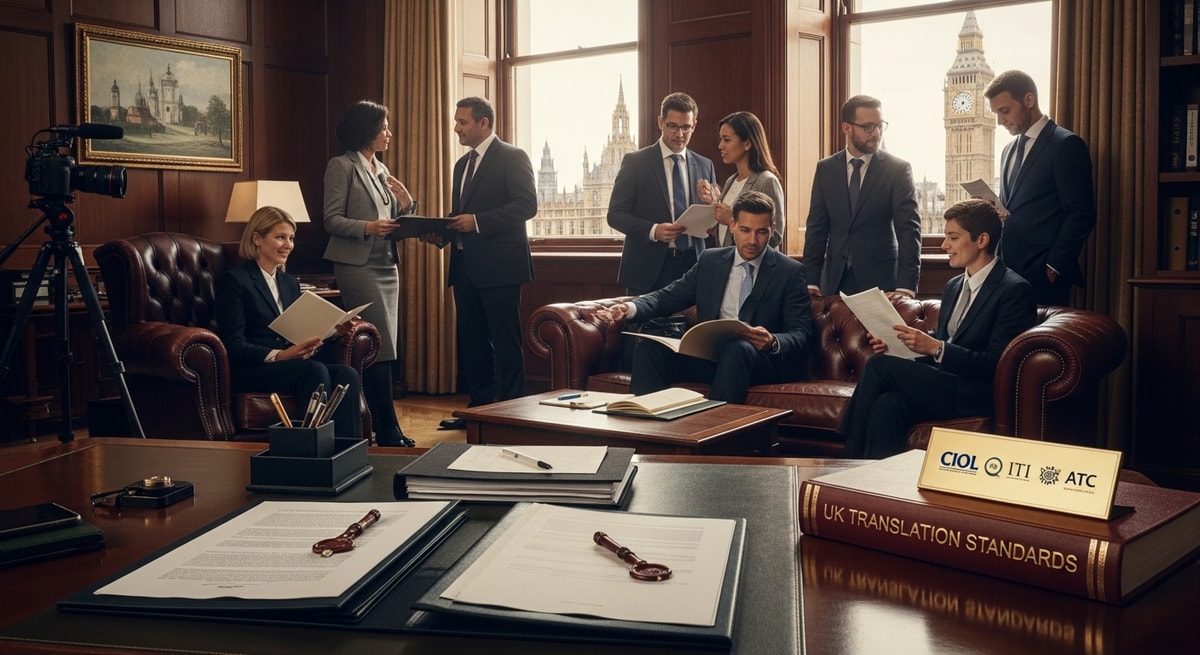 Professional legal office in London representing the UK's certified translation standards governed by CIOL, ITI, and ATC professional bodies