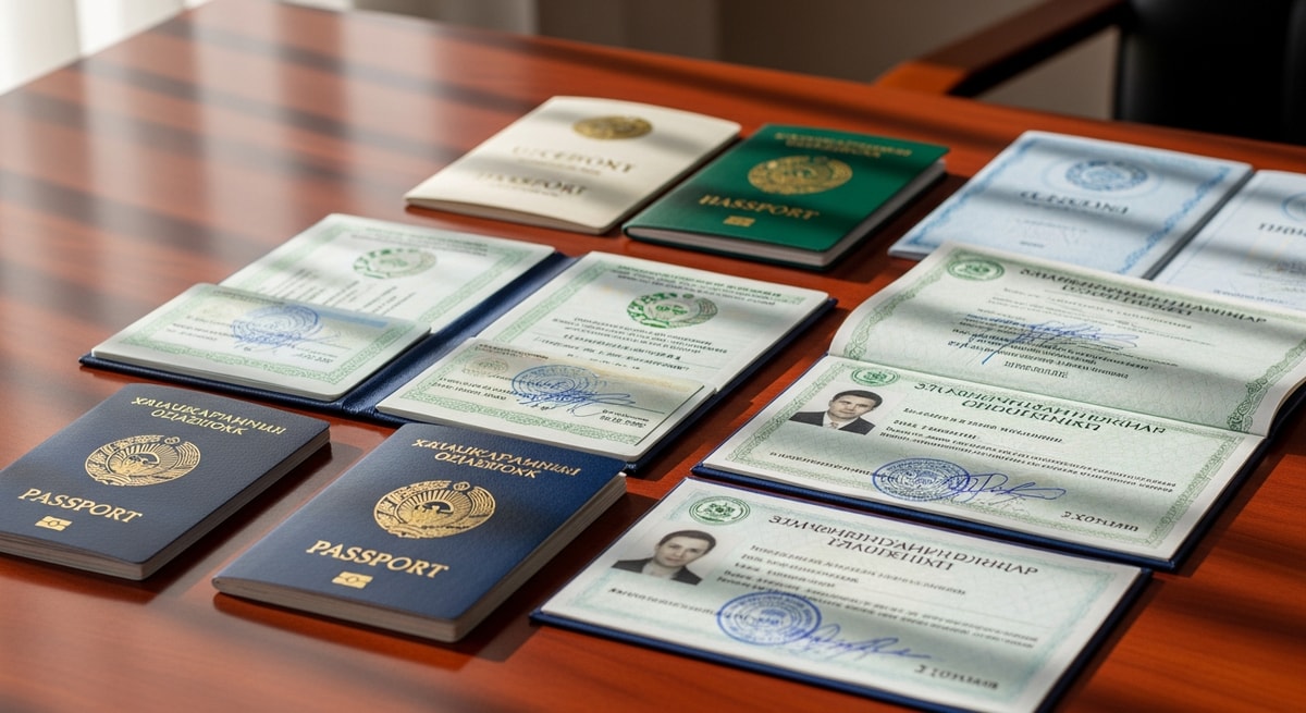 Uzbek documents showing Latin and Cyrillic script variants representing the country's dual writing system