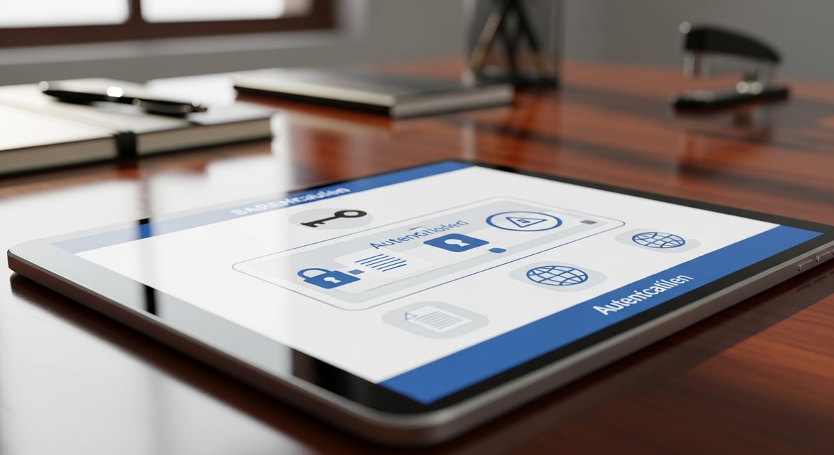Digital authentication interface representing Venezuela's SAREN electronic registry and e-Apostille system