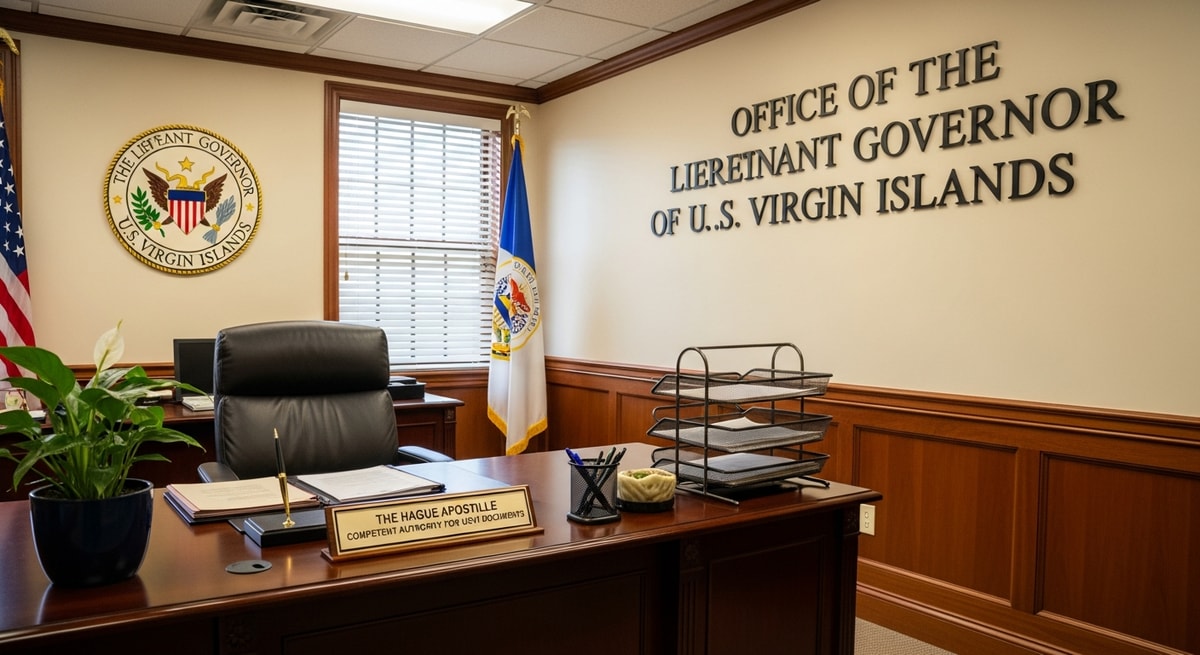 Office of the Lieutenant Governor of the US Virgin Islands in Charlotte Amalie St. Thomas the Hague Apostille competent authority for USVI documents