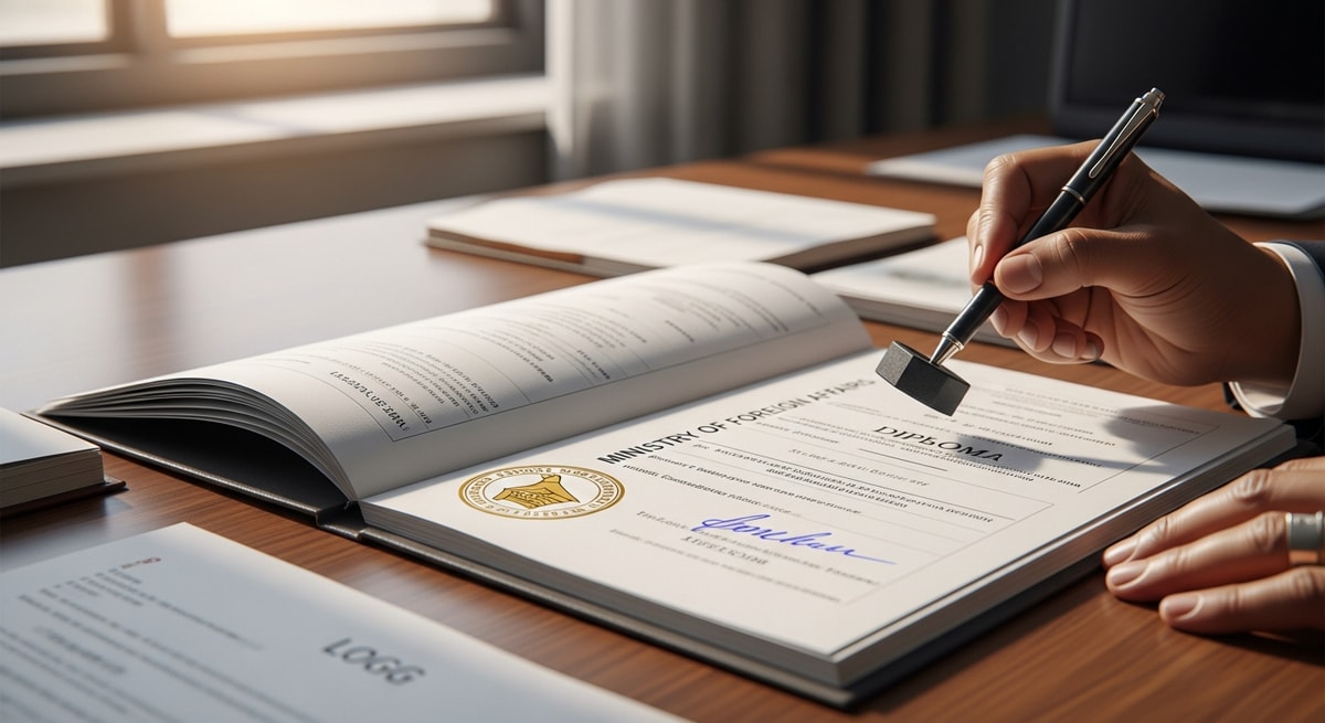 Document legalization process in Zimbabwe showing the Ministry of Foreign Affairs authentication chain